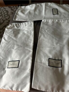 Gucci White Satin Logo Dust Bags - Set of Three